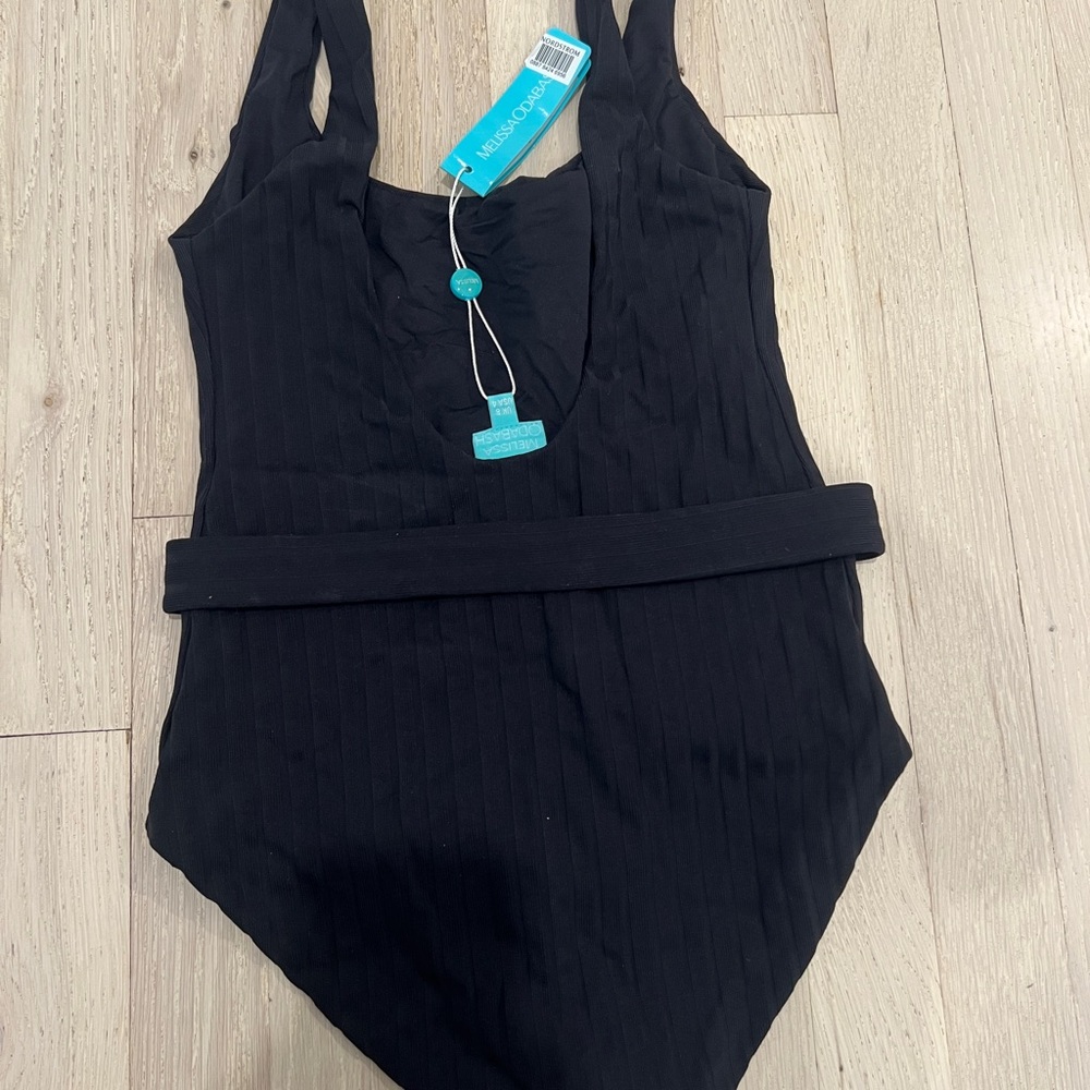 Melissa Obadash Texas One-Piece Belted Swimsuit Black Size 4 NWT - Picture 7 of 7